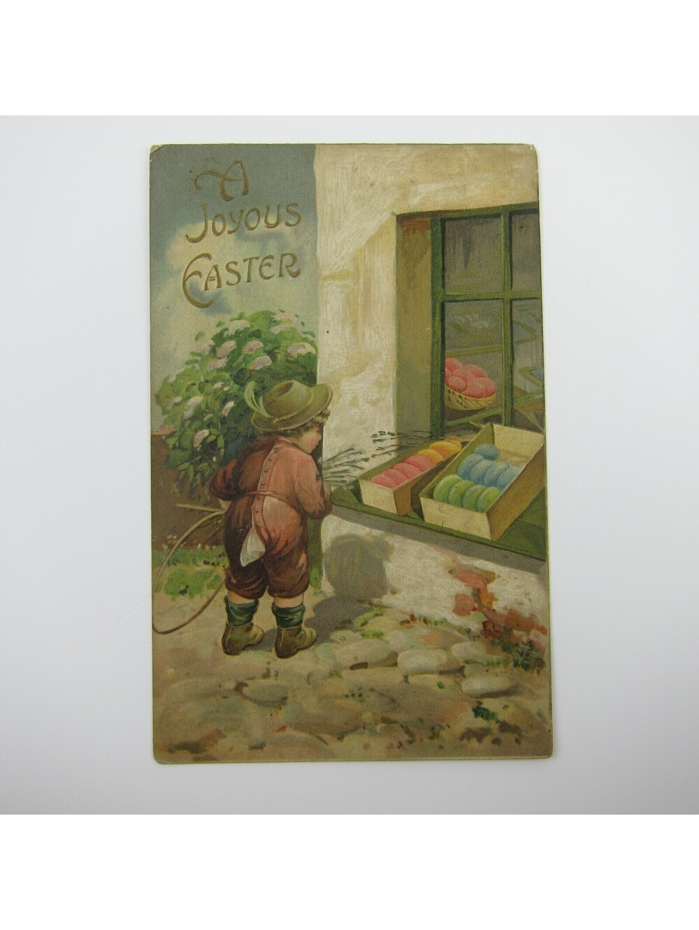 Easter Postcard Comic Humor Boy Pants Open See Easter Eggs Embossed Antique 1911